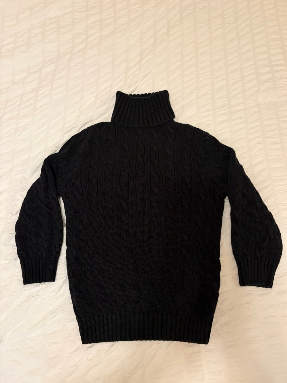 Ralph Lauren Black Cable-Knit Turtleneck Sweater Womens Medium